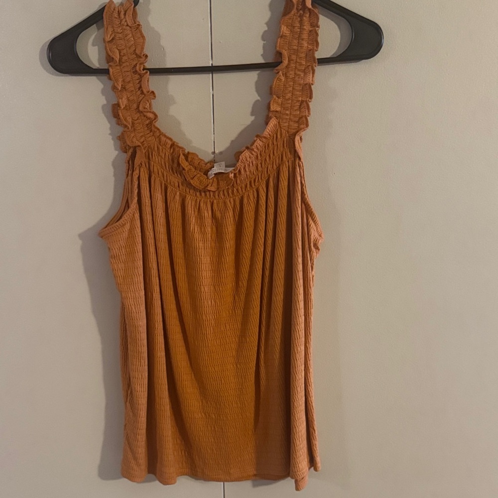 LC Lauren Conrad Ruffled Rust Tank Top - Picture 4 of 4